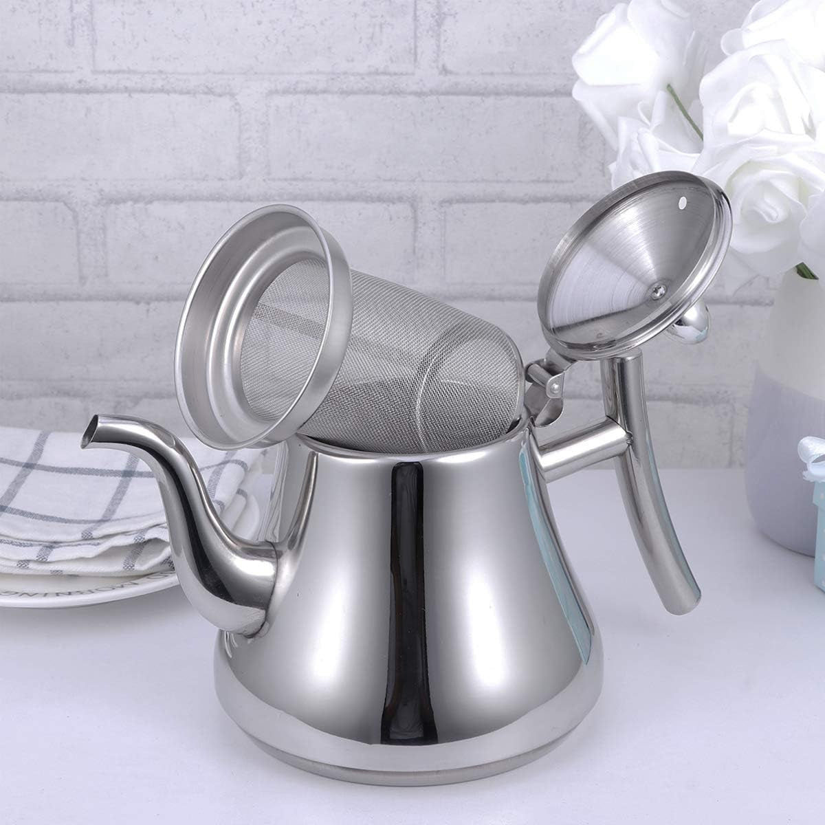 Thickened Stainless Steel Teapot Kettle with Built-in Strainer