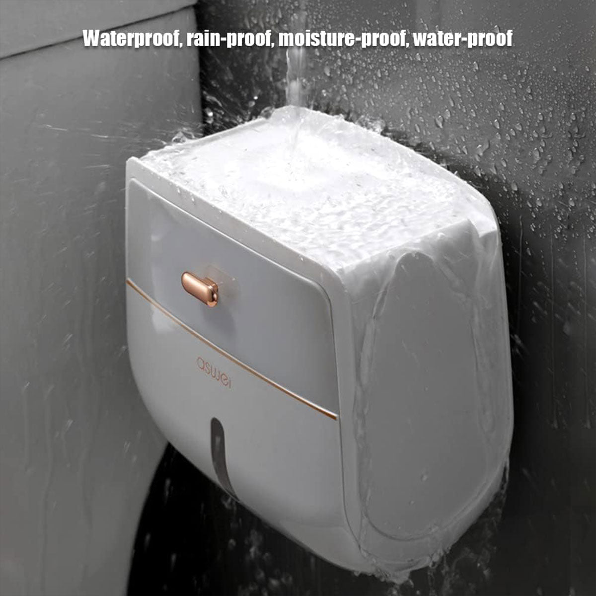 Wall-Mounted Toilet Tissue Paper Roll Holder Storage Box No punching Waterproof