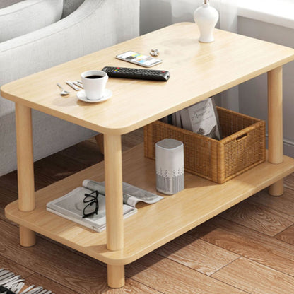 Two-Tier Mini Side Table Wood Grain Compact Storage
