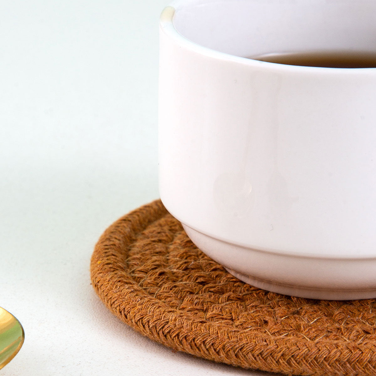 Round Cotton Woven Coaster Heat Resistant Dining Table Mat Set of 8