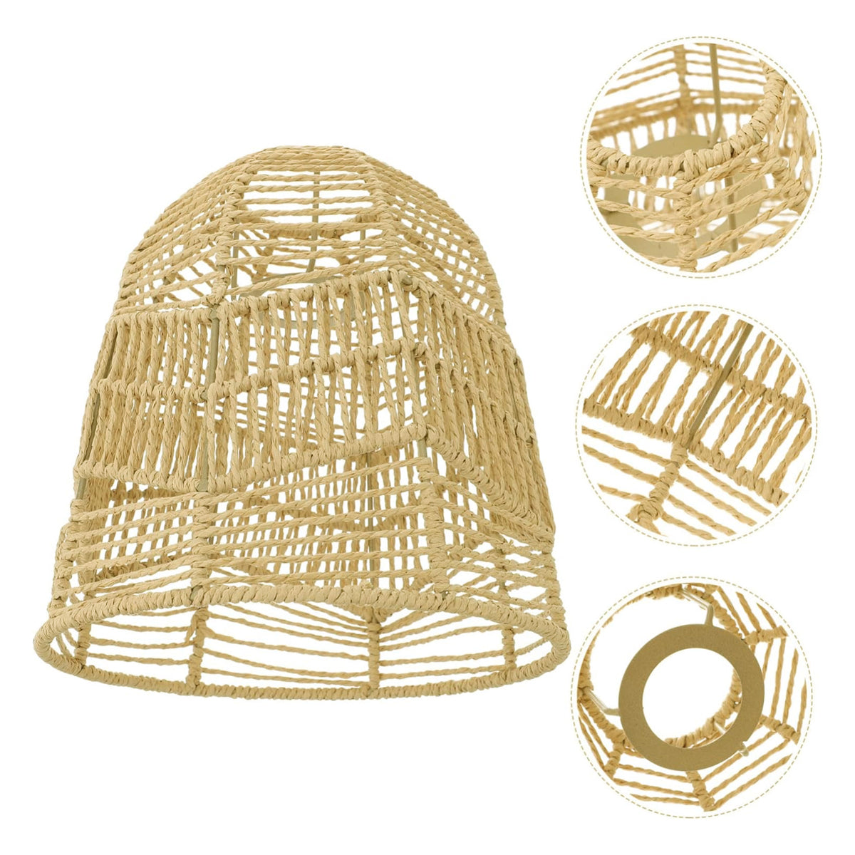 Paper Rope Pendant Light Chinese Style Rattan-Like Lampshade