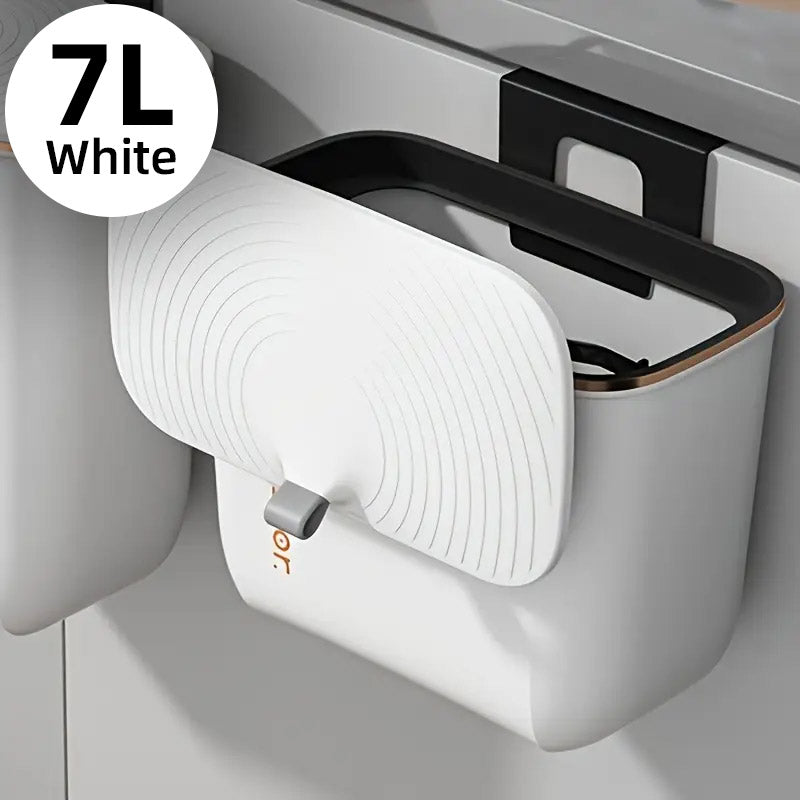 7L Wall Mounted Trash Can with Lid Large Capacity Kitchen Bathroom Waste Bin