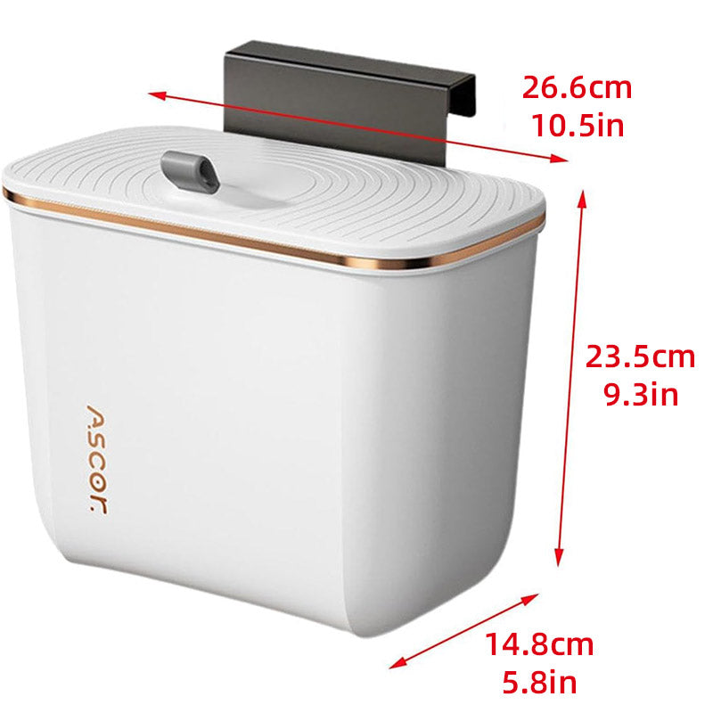 7L Wall Mounted Trash Can with Lid Large Capacity Kitchen Bathroom Waste Bin