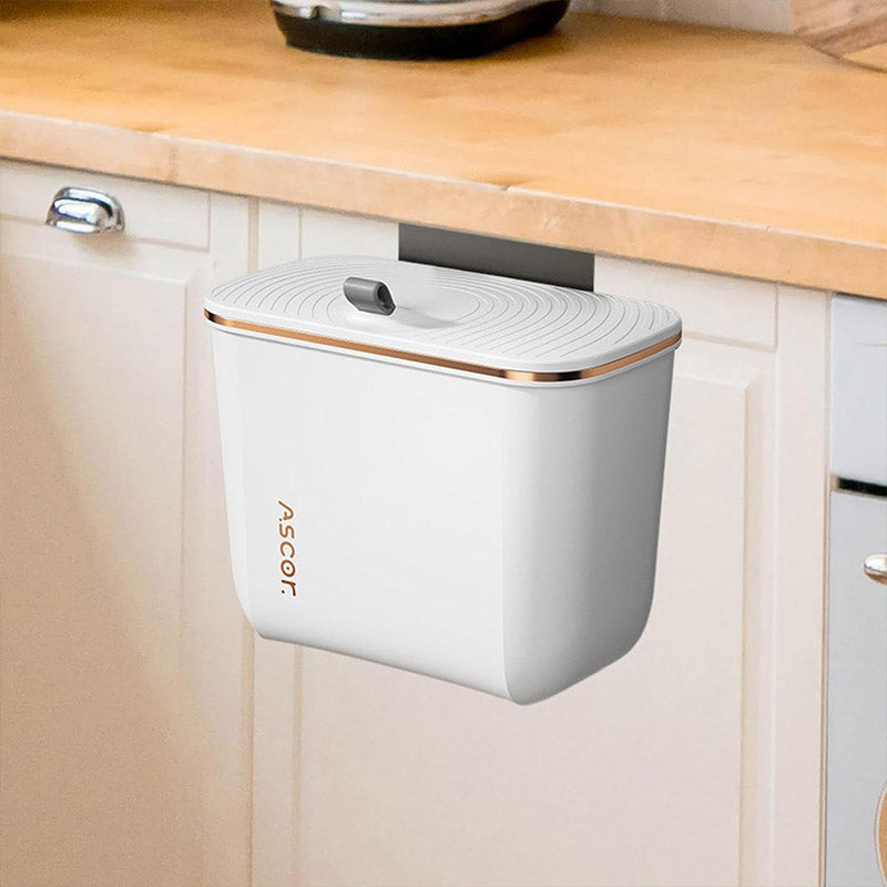 7L Wall Mounted Trash Can with Lid Large Capacity Kitchen Bathroom Waste Bin