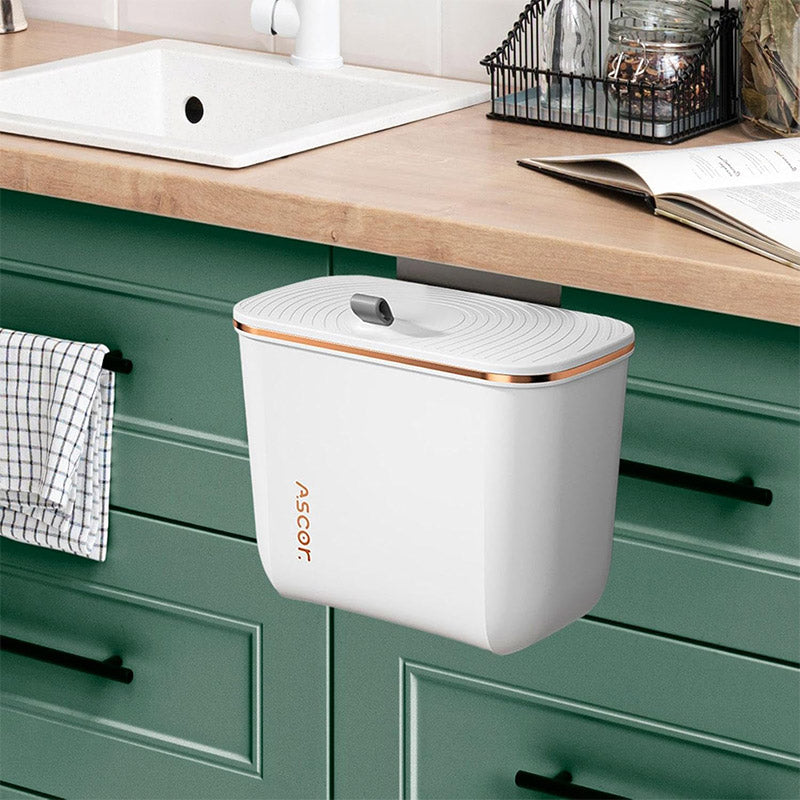 7L Wall Mounted Trash Can with Lid Large Capacity Kitchen Bathroom Waste Bin