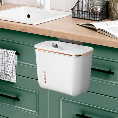 7L Wall Mounted Trash Can with Lid Large Capacity Kitchen Bathroom Waste Bin