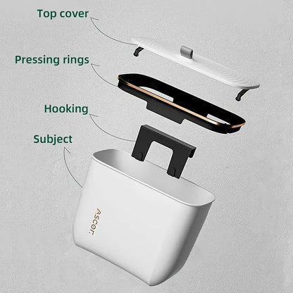 7L Wall Mounted Trash Can with Lid Large Capacity Kitchen Bathroom Waste Bin