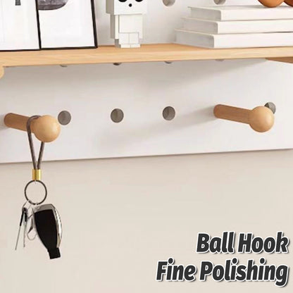 Wall Mounted Pegboard Shelf with Wooden Hooks – Product View 4