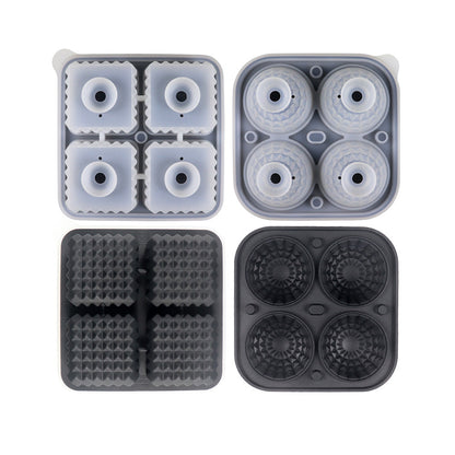 2pcs Silicone Ice Cube Tray Round and Square Ball Mold Set