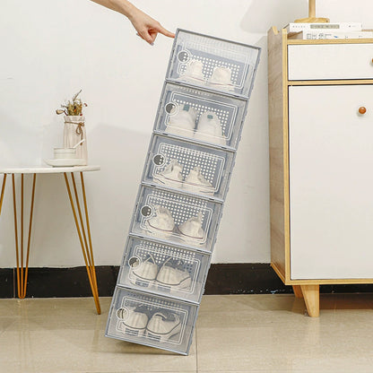 12pcs Transparent Plastic Shoe Box Storage Organizer Stackable Clear Shoe Box