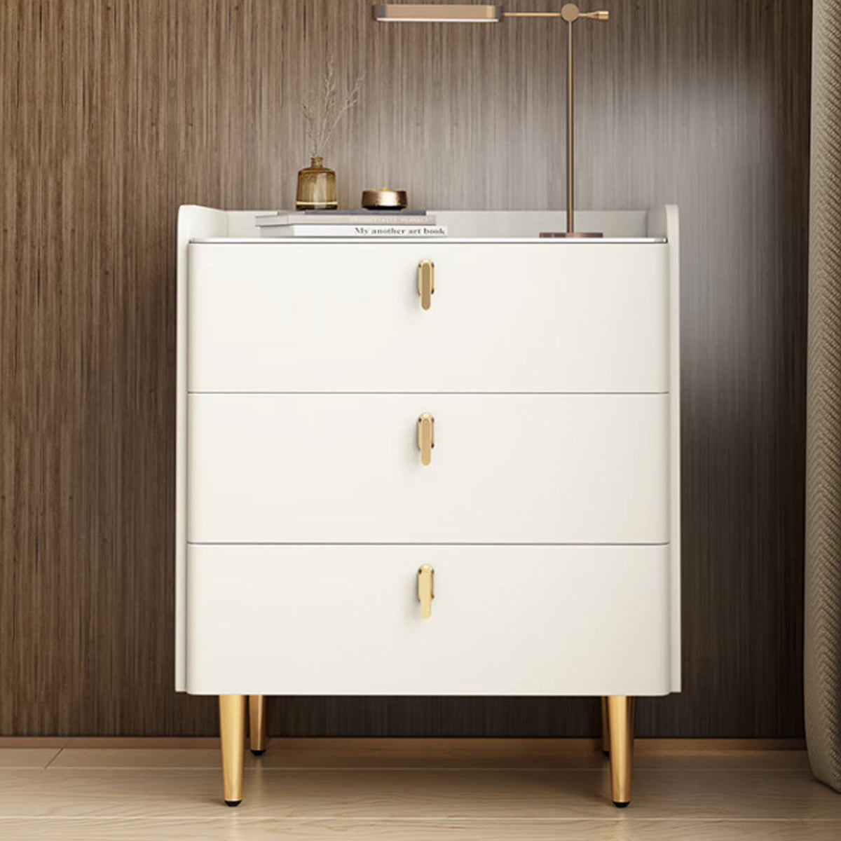 3-Drawer Nightstand Bedroom Storage Cabinet Minimalist Bedside Locker Organizer