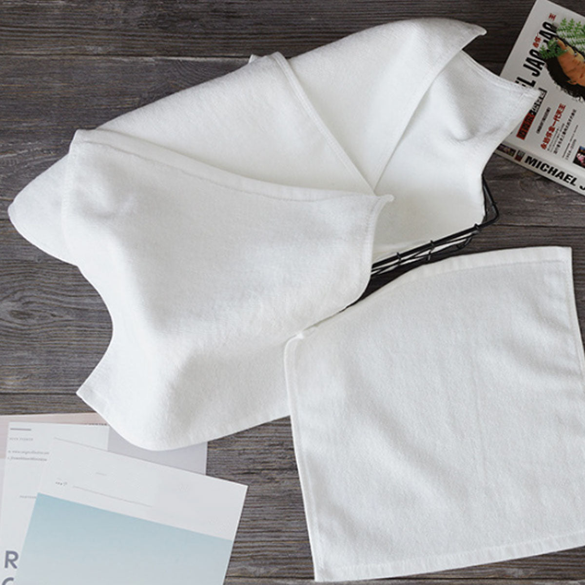 6 Pcs Hotel Cotton Face Towel White Soft Square Cloth