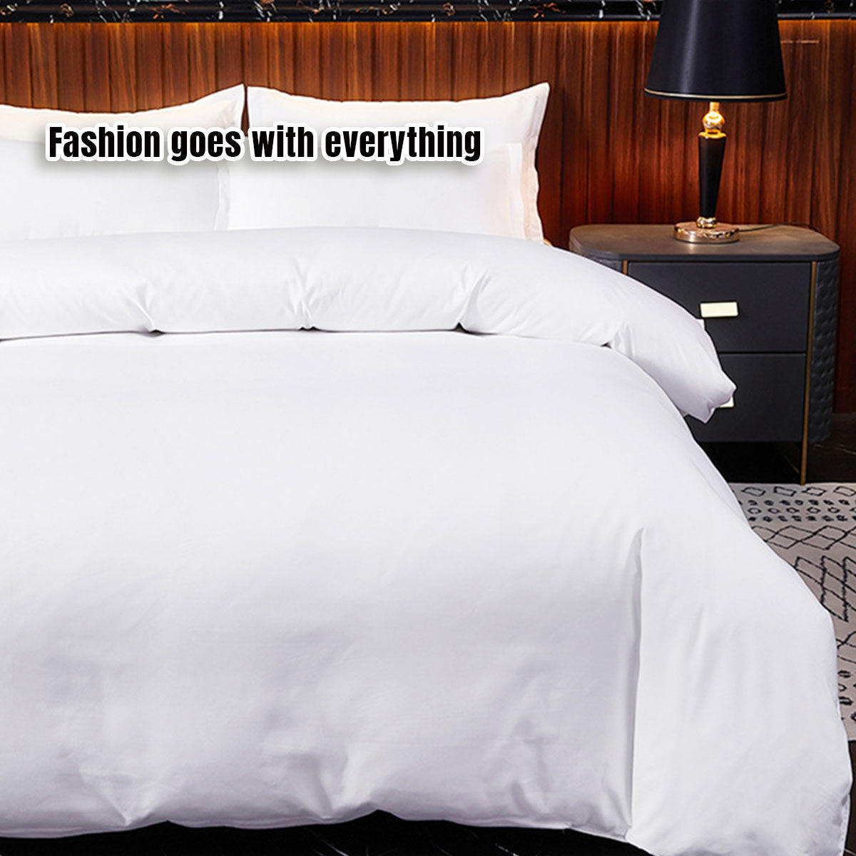 Hotel Quality White Duvet Cover Soft Fabric Bedding Set