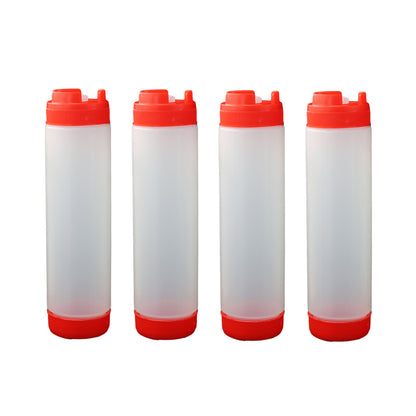 16oz Plastic Sauce Dispenser Bottles Large Capacity Double-ended Squeeze Bottles