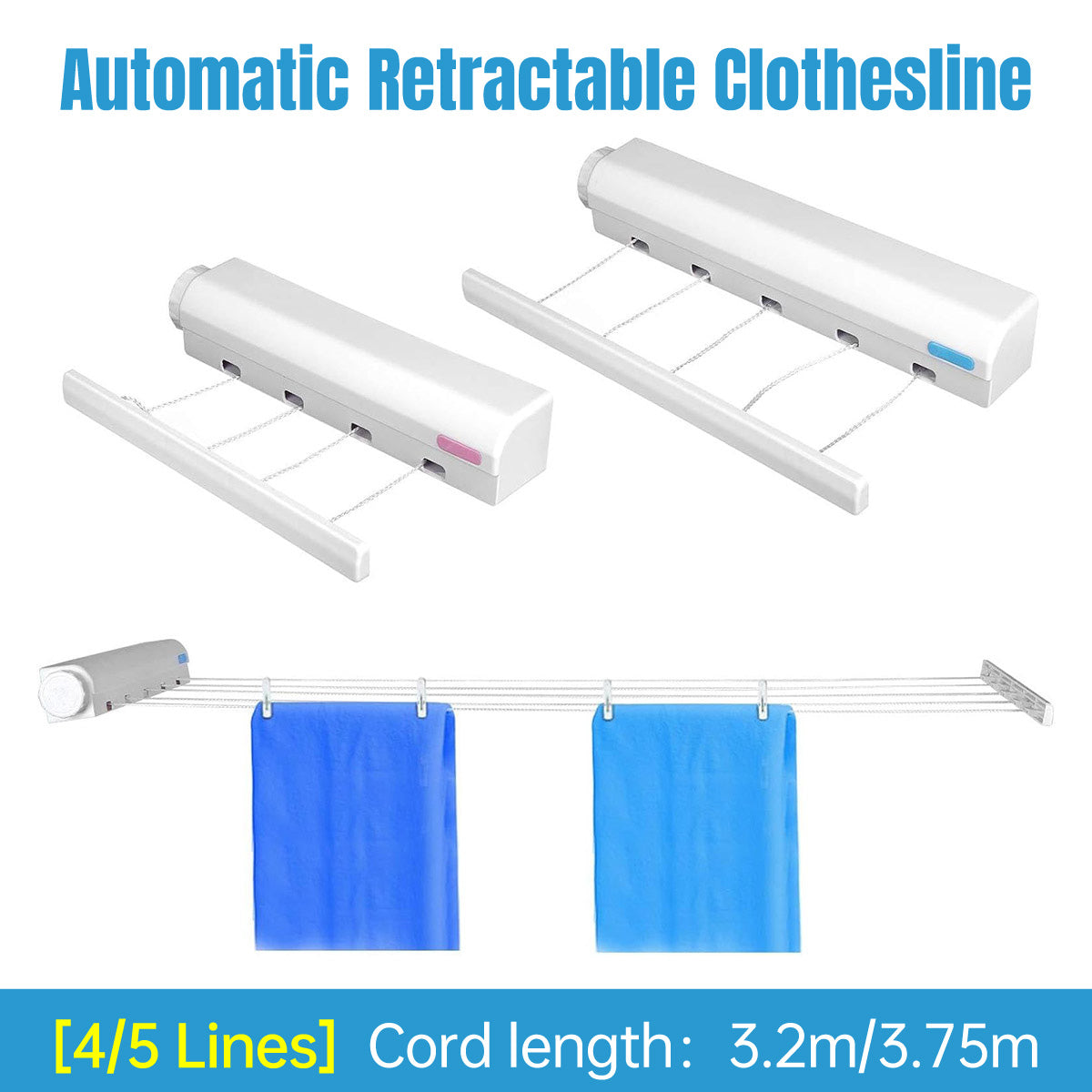 Wall Mounted Clothes Hanger Dryer Clothesline Laundry Washing Line Drying Rack