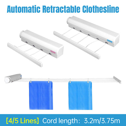 Wall Mounted Clothes Hanger Dryer Clothesline Laundry Washing Line Drying Rack