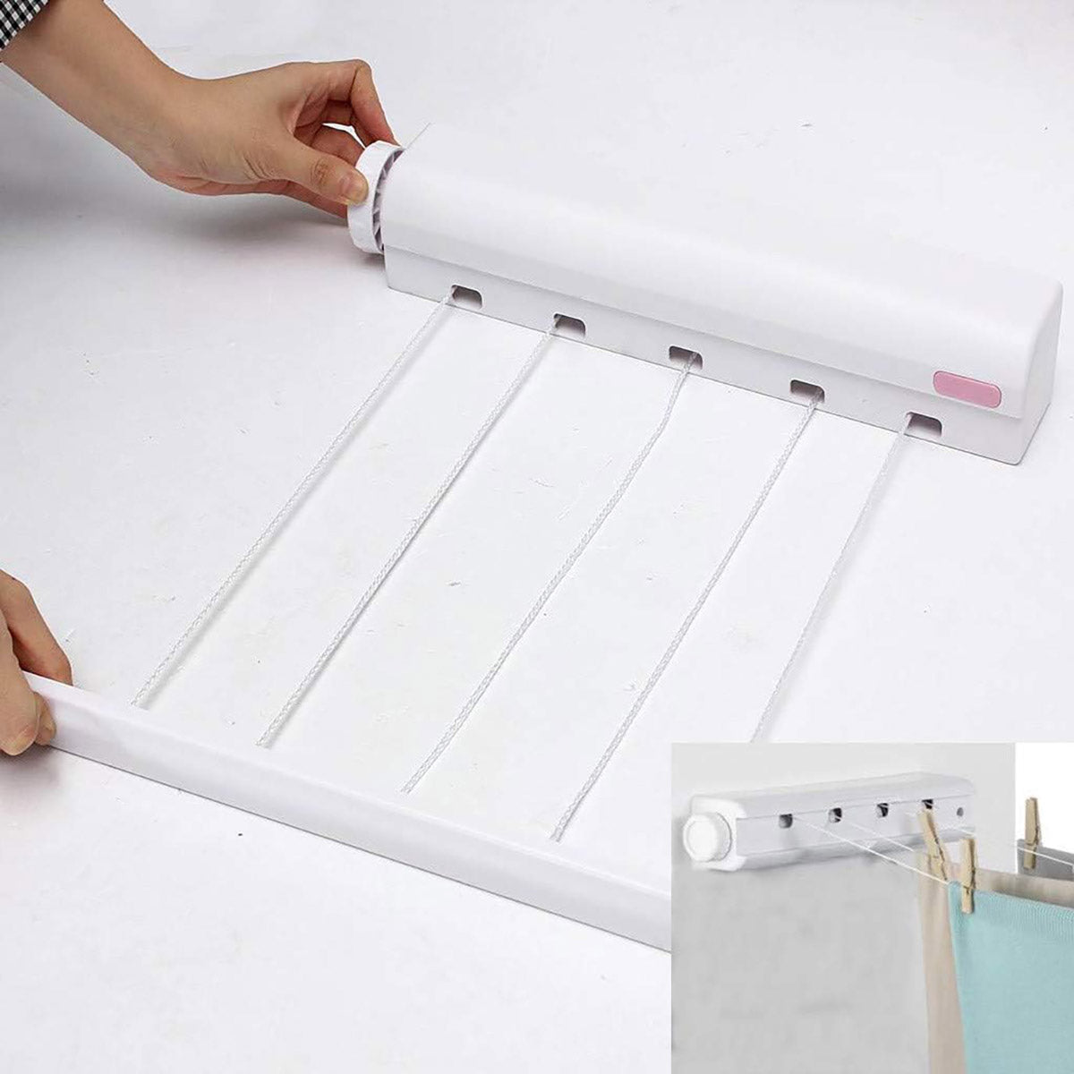 Wall Mounted Clothes Hanger Dryer Clothesline Laundry Washing Line Drying Rack