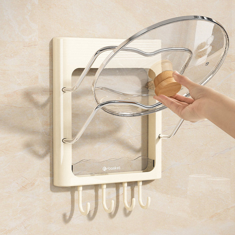 Wall Mounted Pot Lid Rack Multifunctional Household Storage Organizer Shelf