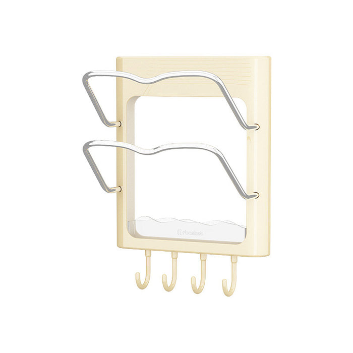 Wall Mounted Pot Lid Rack with Utensil Hooks