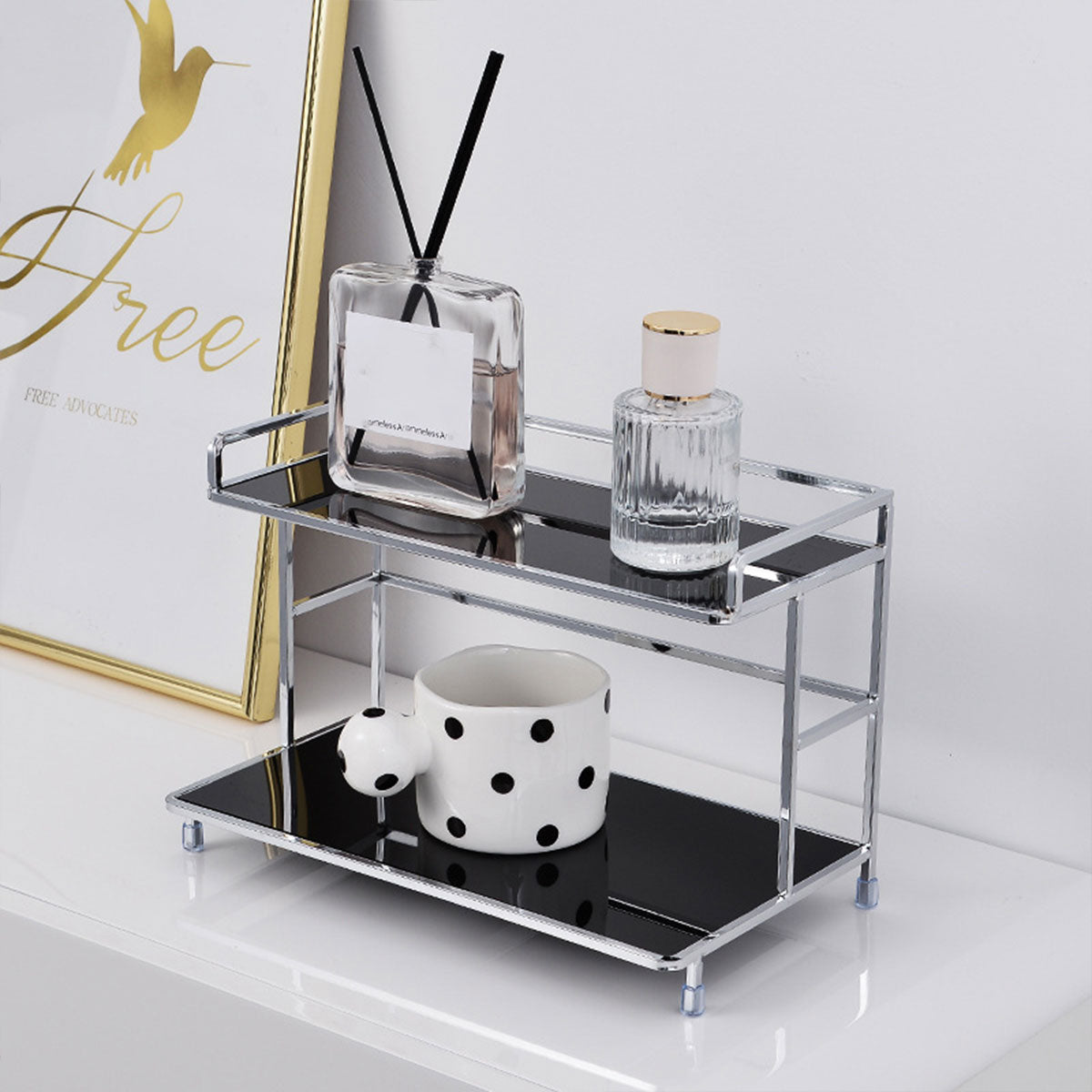 Kitchen Bathroom Desktop Storage Rack Water Cup Holder Cosmetic Iron Shelf  AU