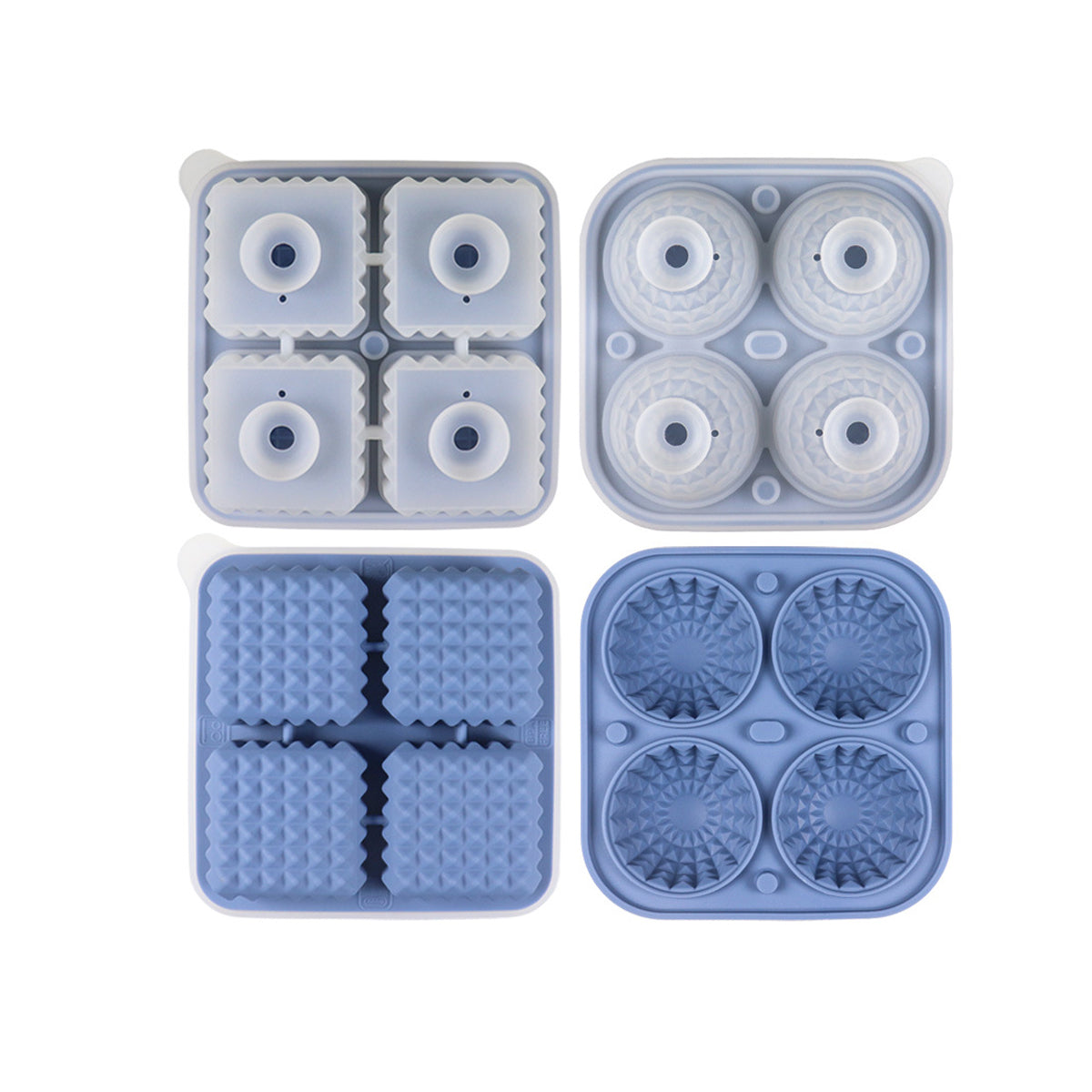 2pcs Silicone Ice Cube Tray Round and Square Ball Mold Set