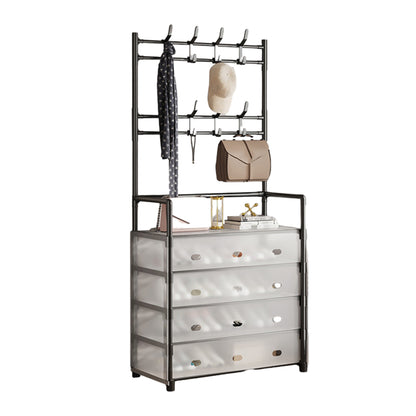 5-Layer Hall Tree with Metal Coat Rack Shoe Rack Entryway Storage Organizer Home