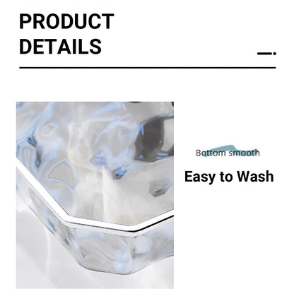 2 Piece Clear Rectangular Serving Tray with Metal Handles