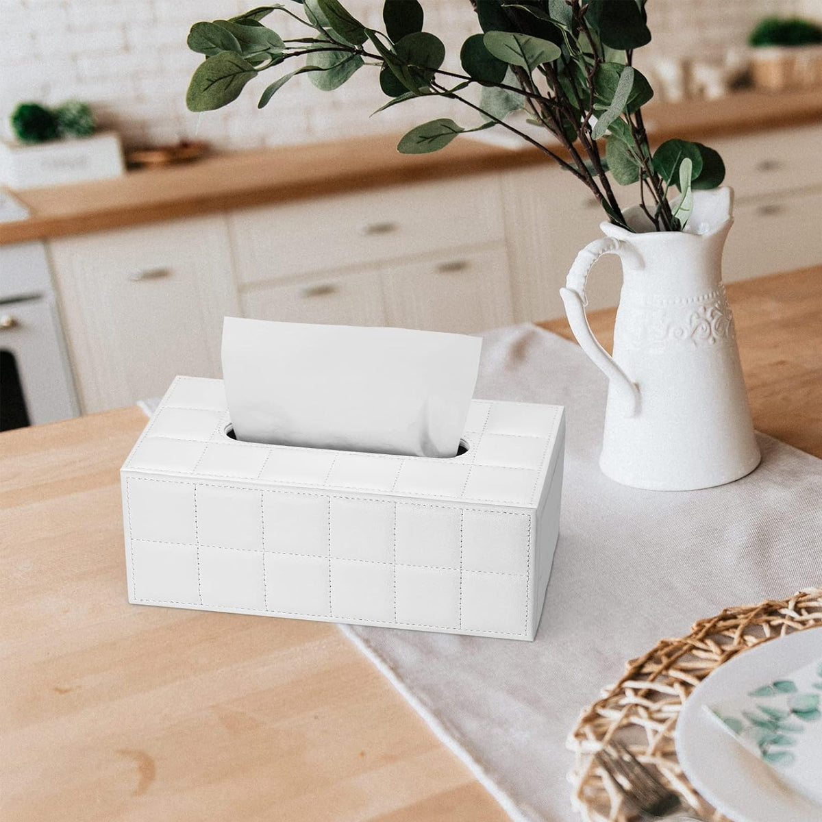 Leather Tissue Box Holder Rectangular Tissue Dispenser for Living Room Home AU