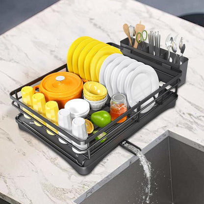 Large Capacity Kitchen Dish Drying Rack Sink Plate Bowl Storage Shelf