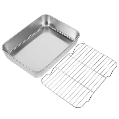 Stainless Steel Roasting Pan 5L with Removable Rack Oven Tray
