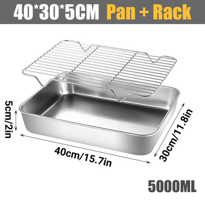 Stainless Steel Roasting Pan 5L with Removable Rack Oven Tray