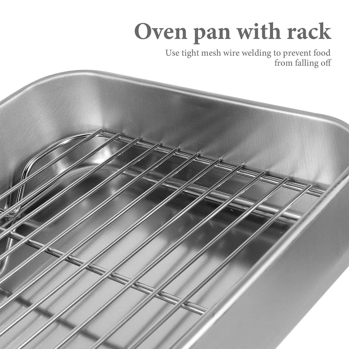 Stainless Steel Roasting Pan 5L with Removable Rack Oven Tray