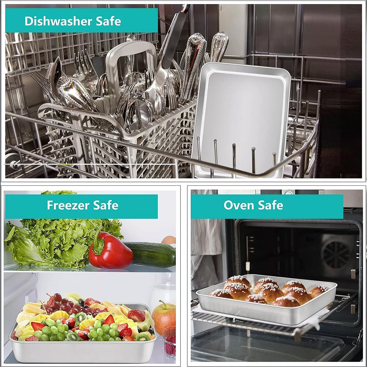 Stainless Steel Roasting Pan 5L with Removable Rack Oven Tray