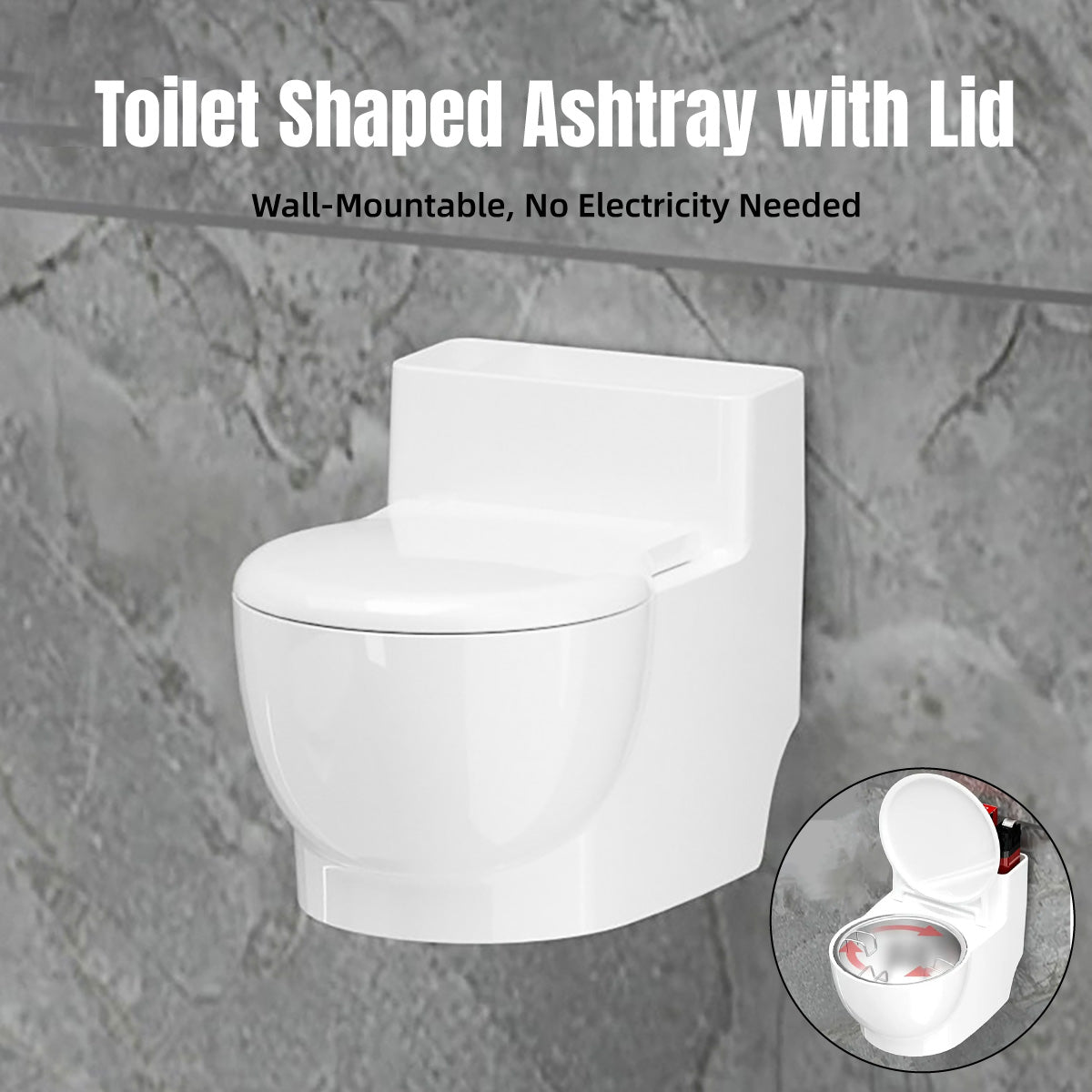Decorative Toilet-Shaped Wall-Mounted Ashtray with Lid for Home