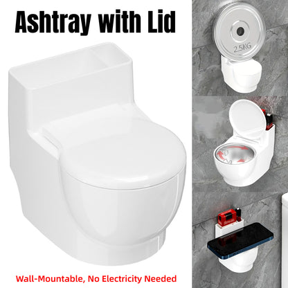 Decorative Toilet-Shaped Wall-Mounted Ashtray with Lid for Home