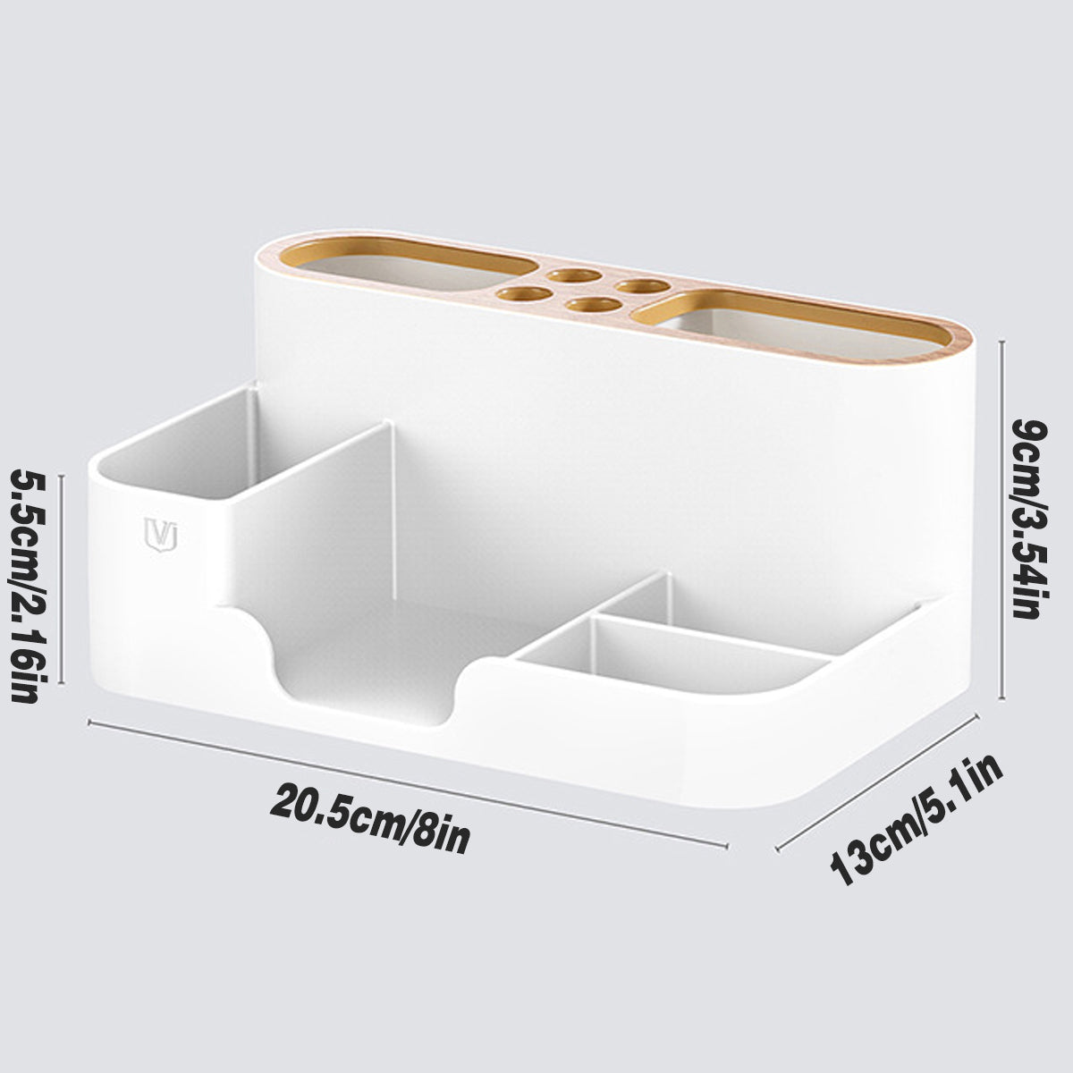Office Organizer Pen Holder with Slots for Pens Phone Cards Remote Sticky Notes
