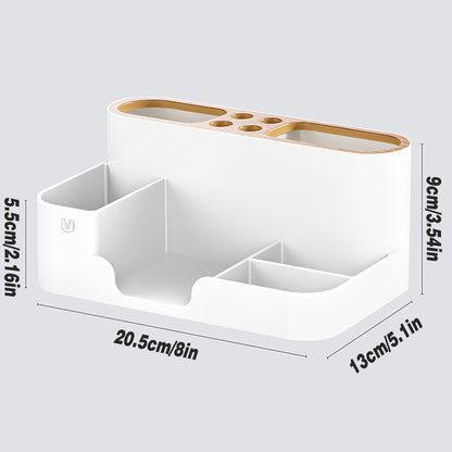 Office Organizer Pen Holder with Slots for Pens Phone Cards Remote Sticky Notes