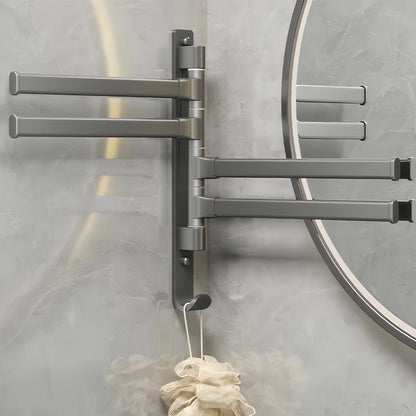 Rotating Towel Rack Wall Mounted Bathroom Shelf Multi Rod Swivel Towel Holder