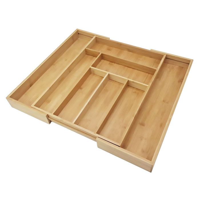 Bamboo Cutlery Tray with Expandable Sides