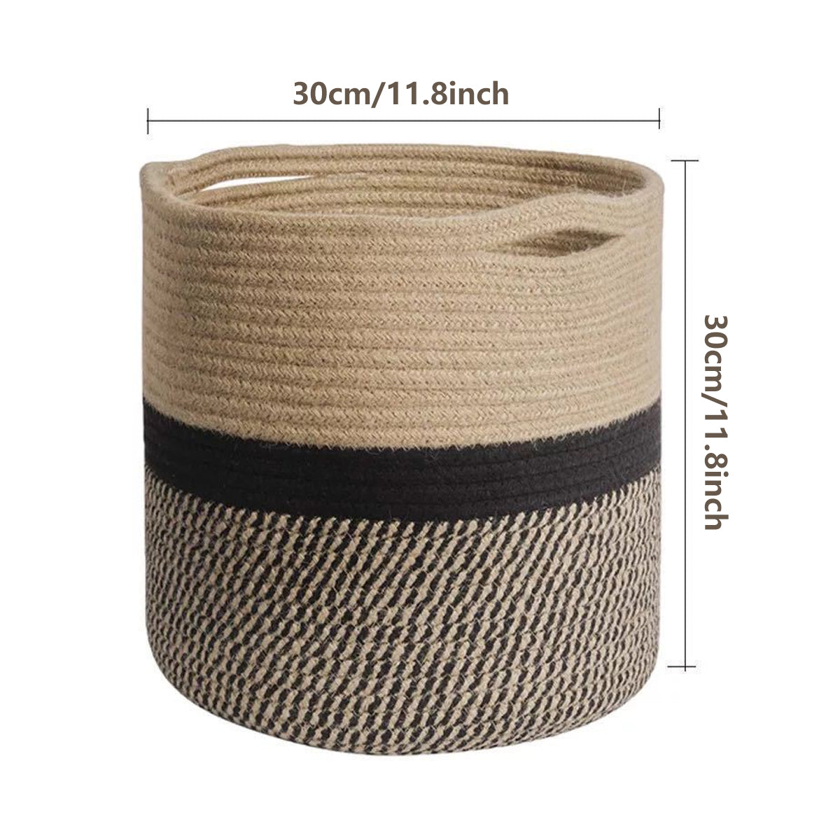 Woven Round Cotton Rope Laundry Basket for Home Storage Organization