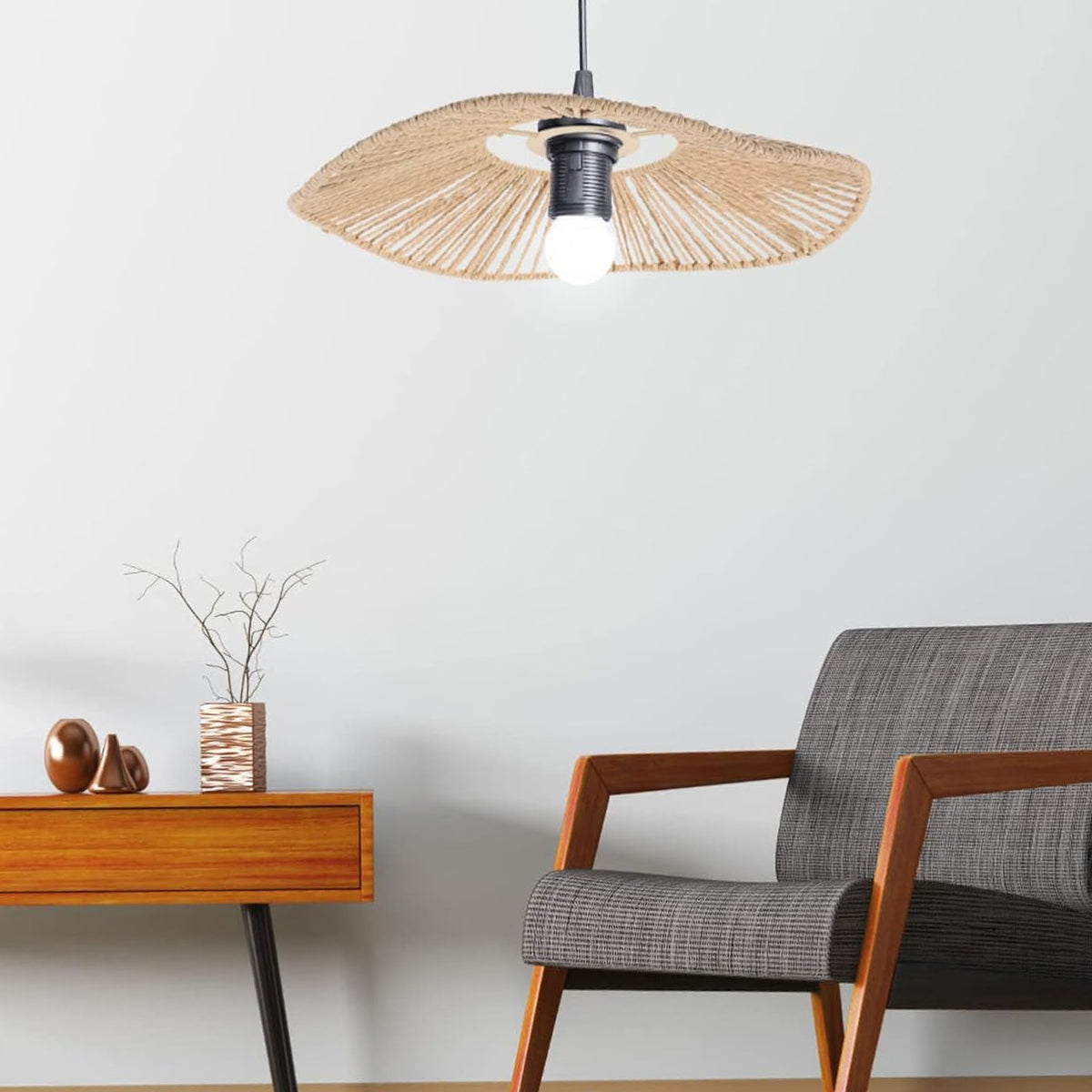 Woven Paper Rope Lamp Shade Rustic Ceiling Light Cover