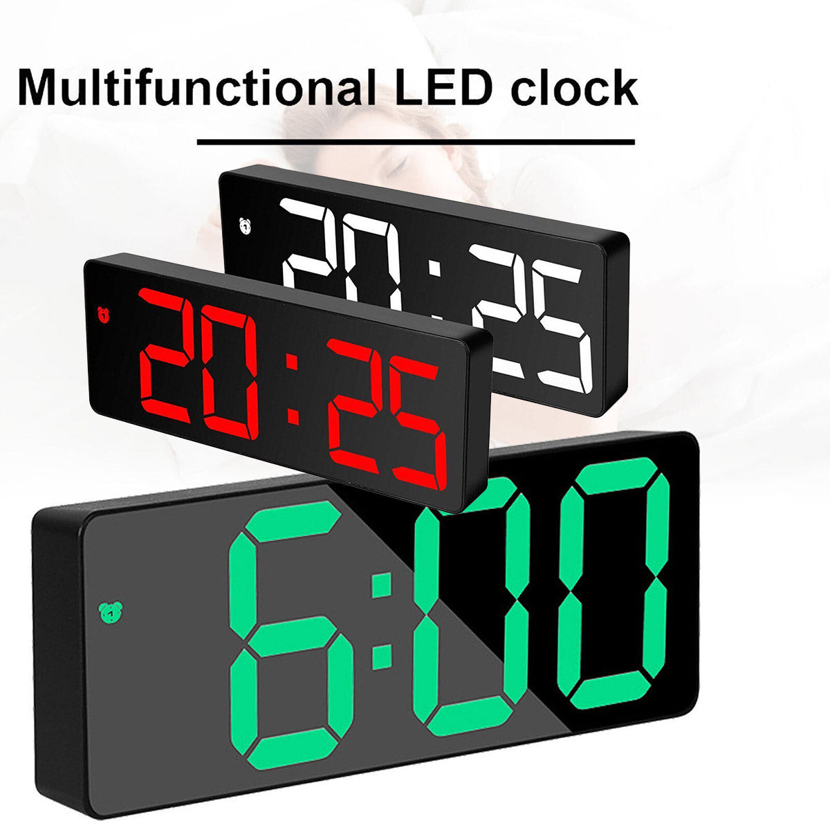 LED Digital Alarm Clock Large Display Dual Power Options Home Office Decor AU