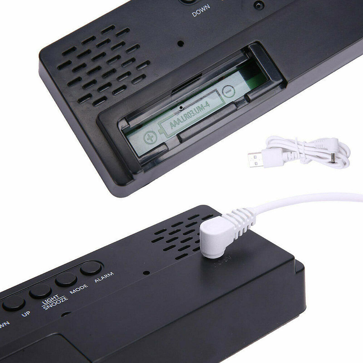 LED Digital Alarm Clock Large Display Dual Power Options Home Office Decor AU