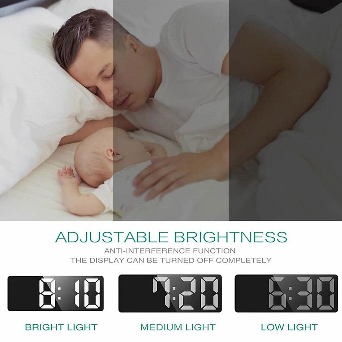 LED Digital Alarm Clock Large Display Dual Power Options Home Office Decor AU