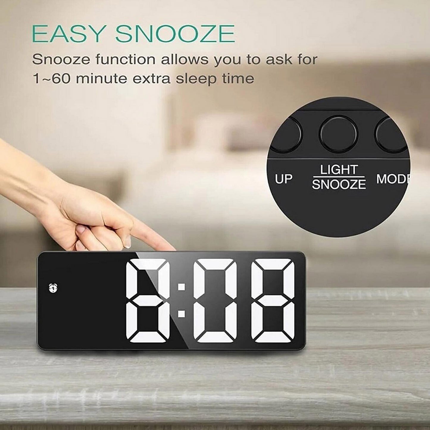 LED Digital Alarm Clock Large Display Dual Power Options Home Office Decor AU