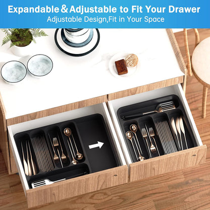 Expandable Cutlery Drawer Organizer Adjustable Kitchen Utensil Tray