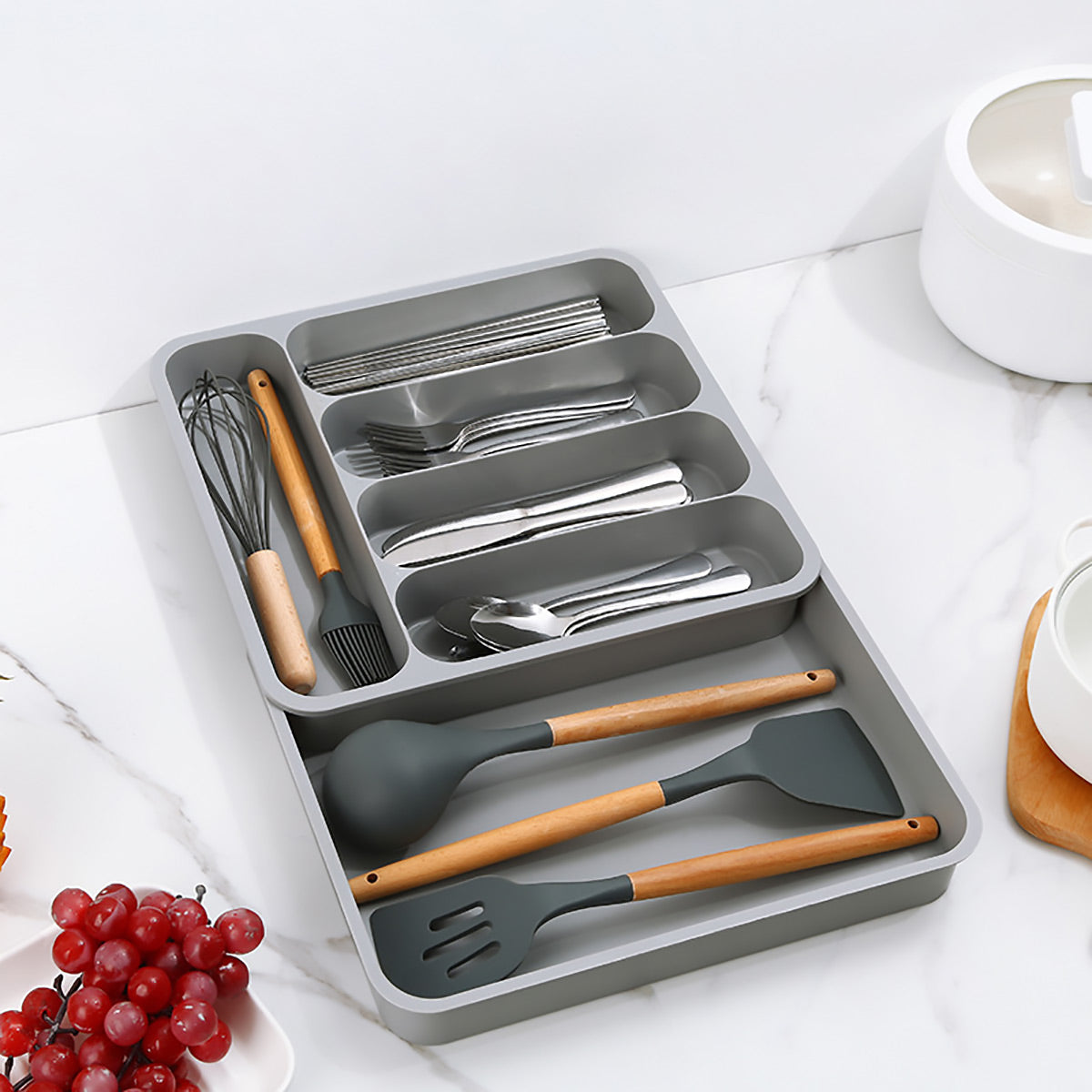 Expandable Cutlery Drawer Organizer Adjustable Kitchen Utensil Tray