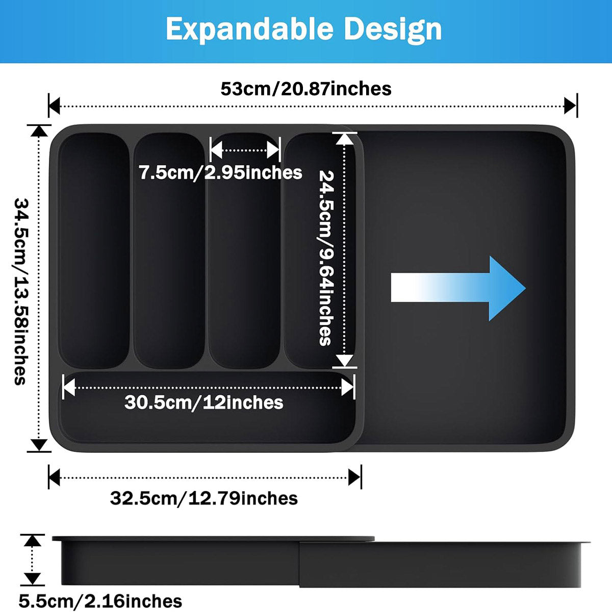 Expandable Cutlery Drawer Organizer Adjustable Kitchen Utensil Tray