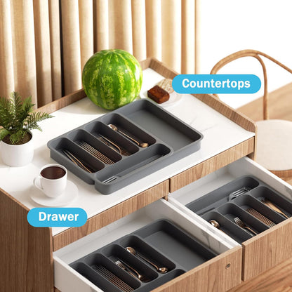 Expandable Cutlery Drawer Organizer Adjustable Kitchen Utensil Tray