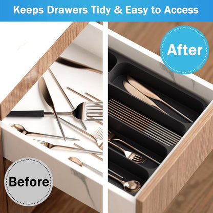 Expandable Cutlery Drawer Organizer Adjustable Kitchen Utensil Tray